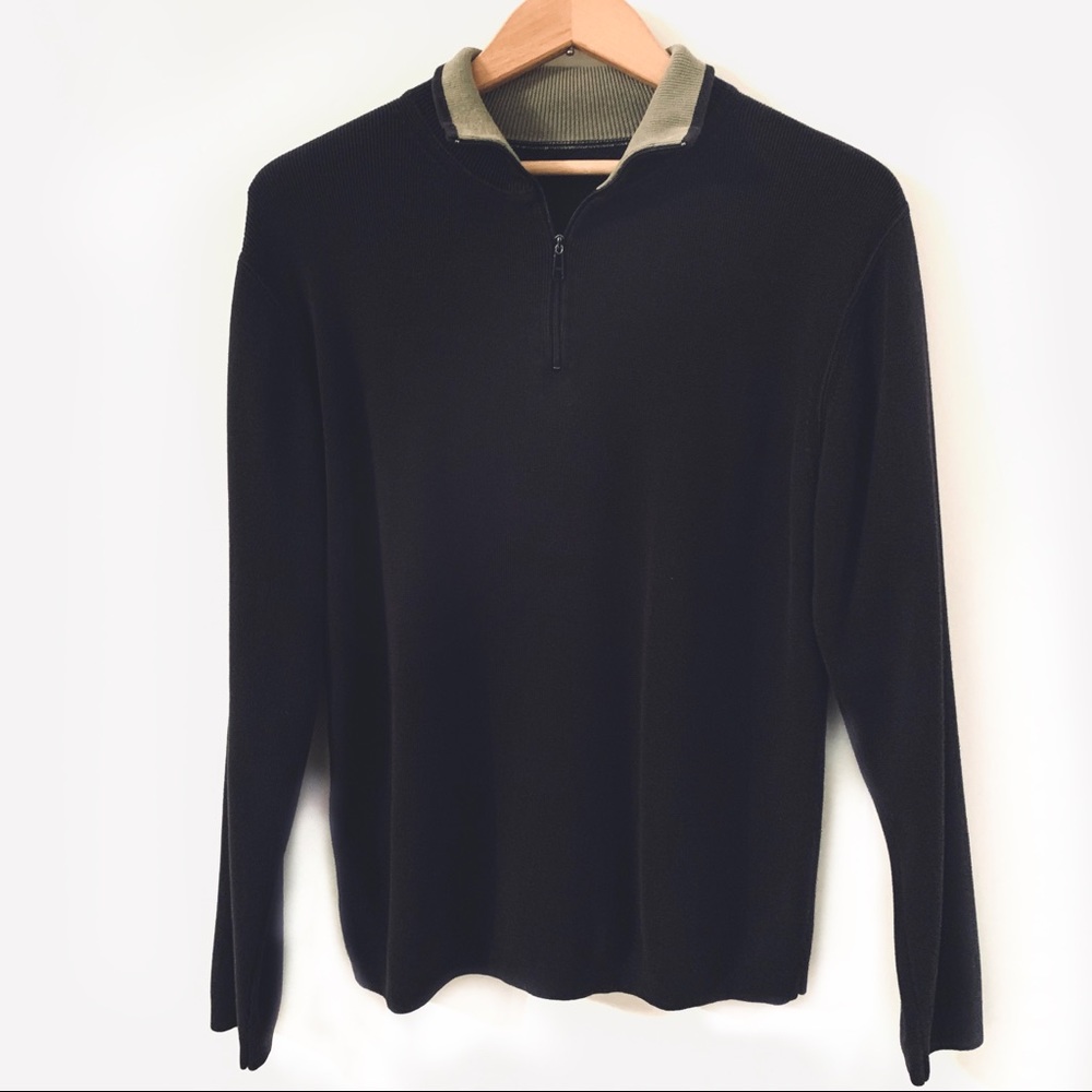 GAP Men 1/4 Zip Cotton Black Sweater Size L